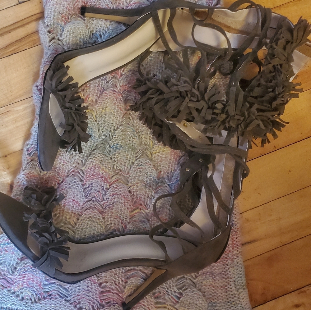 Fringe Heels, Olive Green